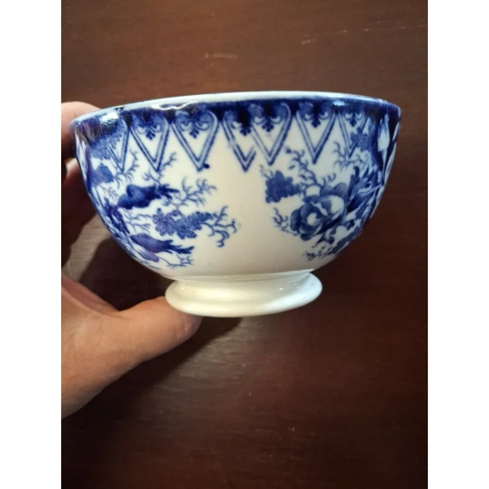 Antique 1800s Royal Bonn Germany WILDROSE Blue Transfer Ware 5